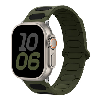 iBandGear MagLock Pro Silicone Band for Apple Watch - Army Green-Black