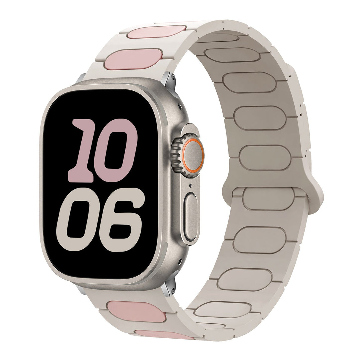 iBandGear MagLock Pro Silicone Band for Apple Watch - Starlight-Oxford Pink