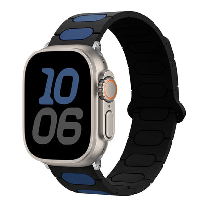 iBandGear MagLock Pro Silicone Band for Apple Watch - Black-Midnight Blue