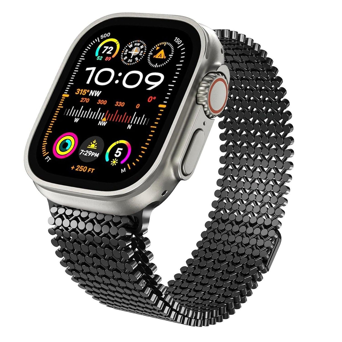 iBandGear Magnetic Chain-Link Stainless Steel Band for Apple Watch - Black