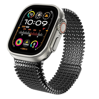 iBandGear Magnetic Chain-Link Stainless Steel Band for Apple Watch - Black
