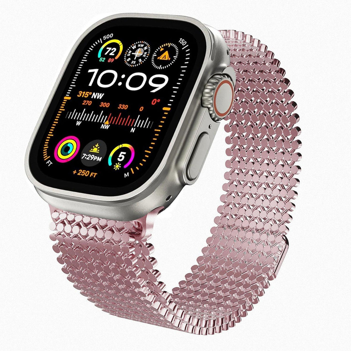 iBandGear Magnetic Chain-Link Stainless Steel Band for Apple Watch - Rose Pink