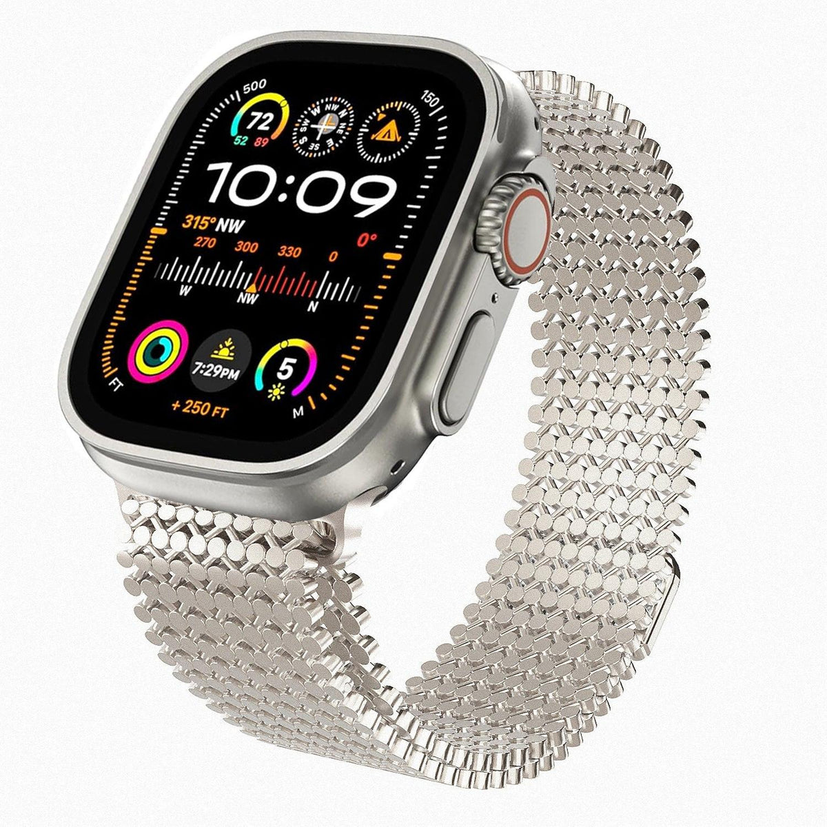 iBandGear Magnetic Chain-Link Stainless Steel Band for Apple Watch - Starlight