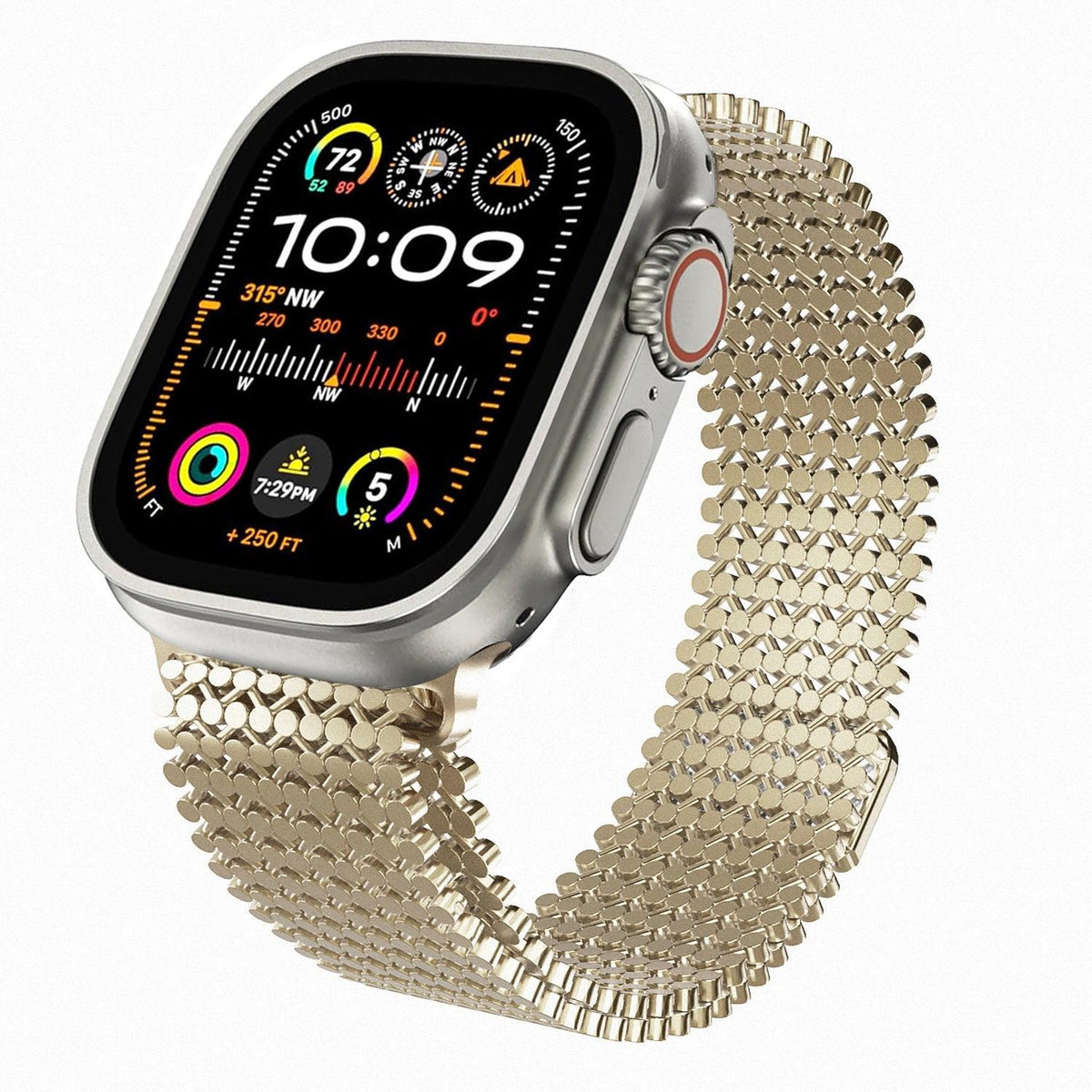 iBandGear Magnetic Chain-Link Stainless Steel Band for Apple Watch - Champagne Gold