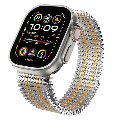 iBandGear Magnetic Chain-Link Stainless Steel Band for Apple Watch - Silver & Rose Gold
