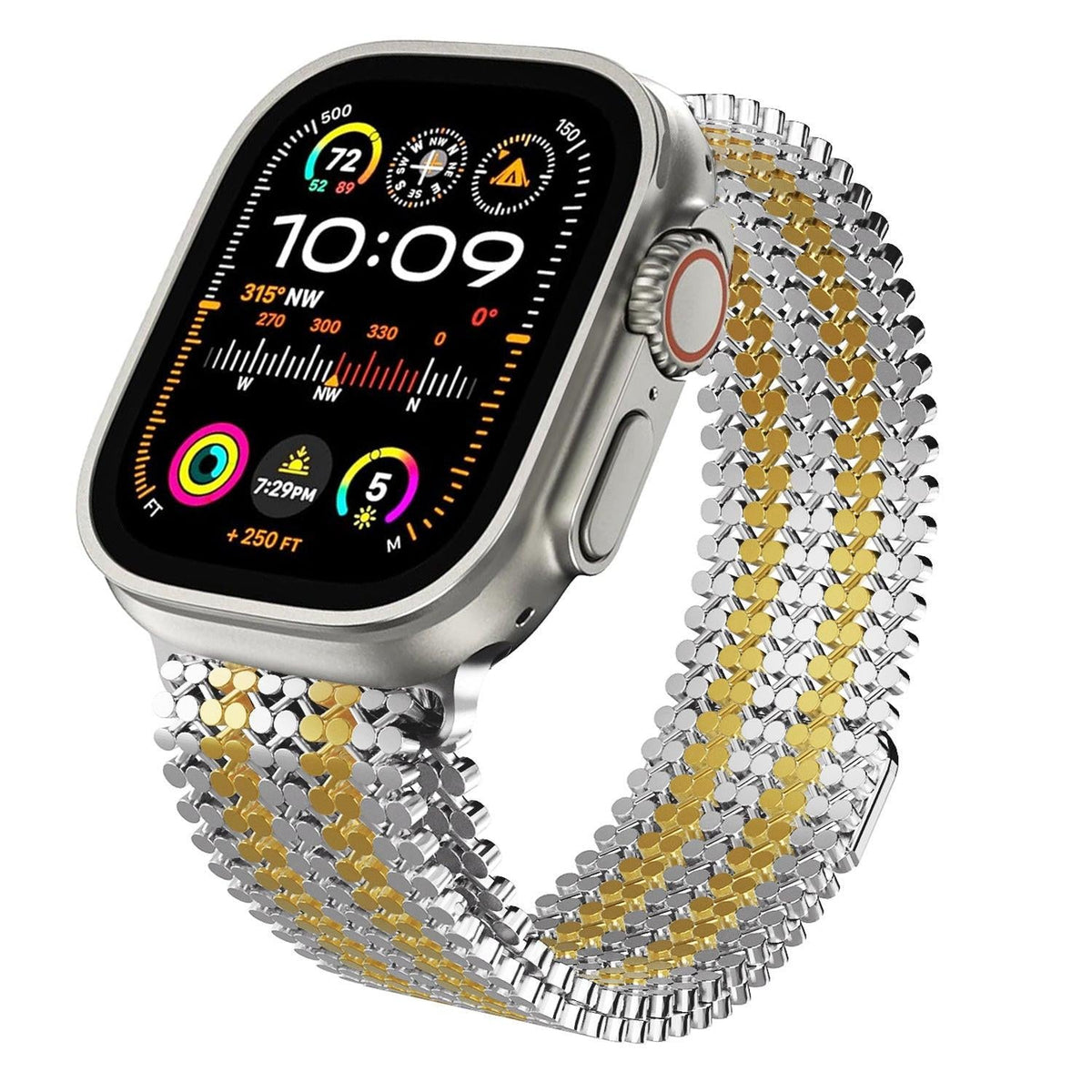 iBandGear Magnetic Chain-Link Stainless Steel Band for Apple Watch - Silver & Gold