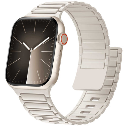 iBandGear Magnetic Lock Silicone Band for Apple Watch Secure Fit Sport Strap - Starlight