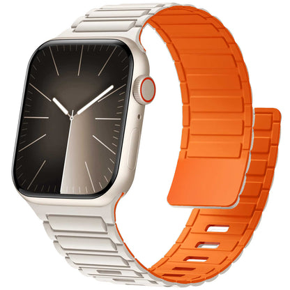 iBandGear Magnetic Lock Silicone Band for Apple Watch Secure Fit Sport Strap - Starlight-Orange