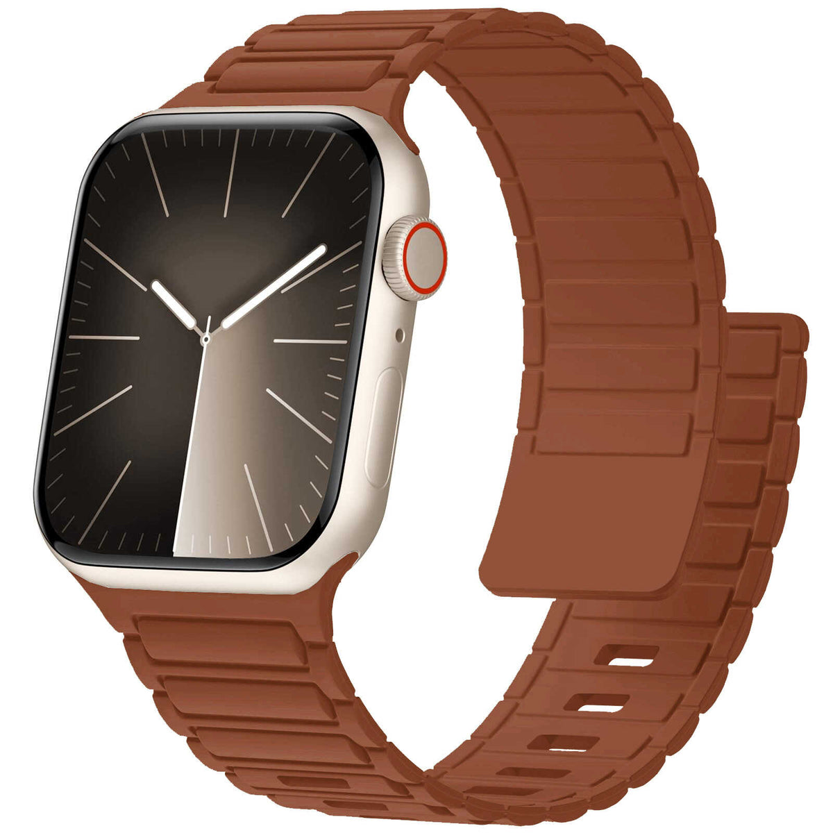 iBandGear Magnetic Lock Silicone Band for Apple Watch Secure Fit Sport Strap - Brown