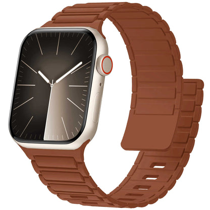 iBandGear Magnetic Lock Silicone Band for Apple Watch Secure Fit Sport Strap - Brown