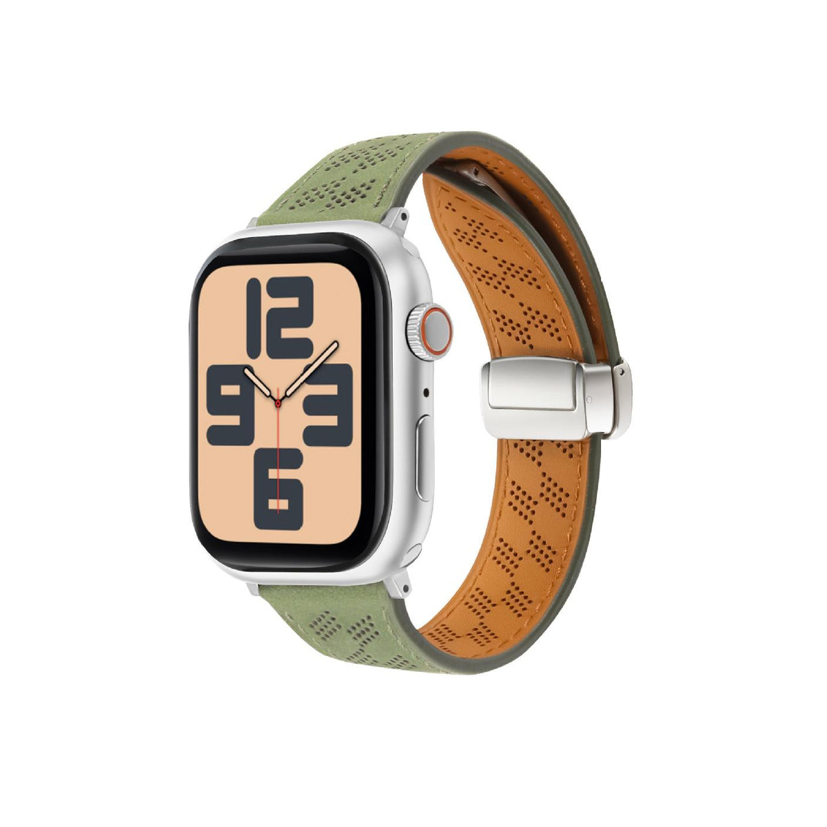 iBandGear Magnetic Perforated Leather Band for Apple Watch - Dark Green