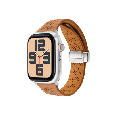 iBandGear Magnetic Perforated Leather Band for Apple Watch - Light Brown