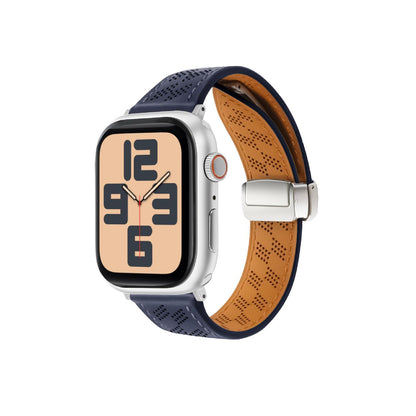 iBandGear Magnetic Perforated Leather Band for Apple Watch - Midnight Blue