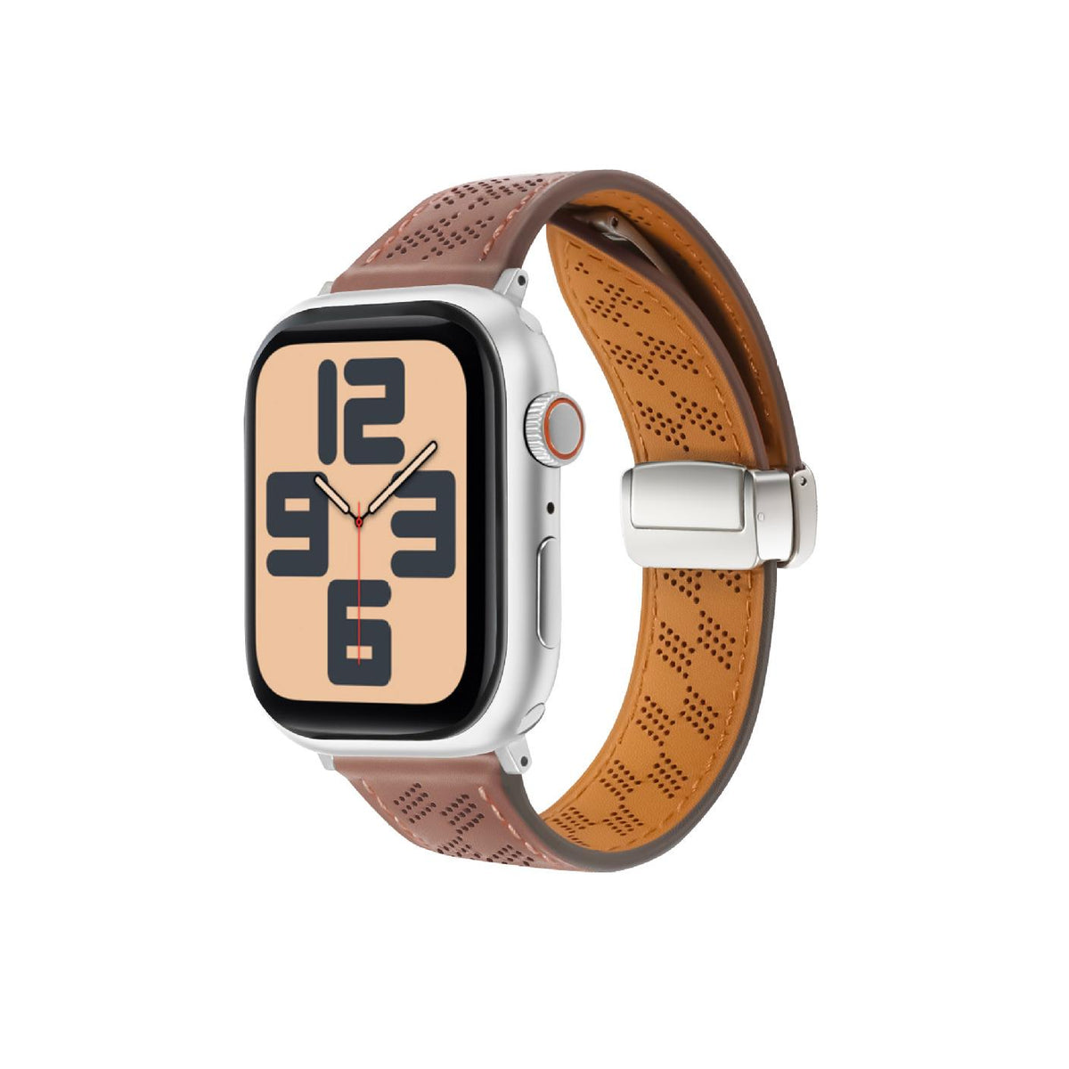 iBandGear Magnetic Perforated Leather Band for Apple Watch - Coffee Brown