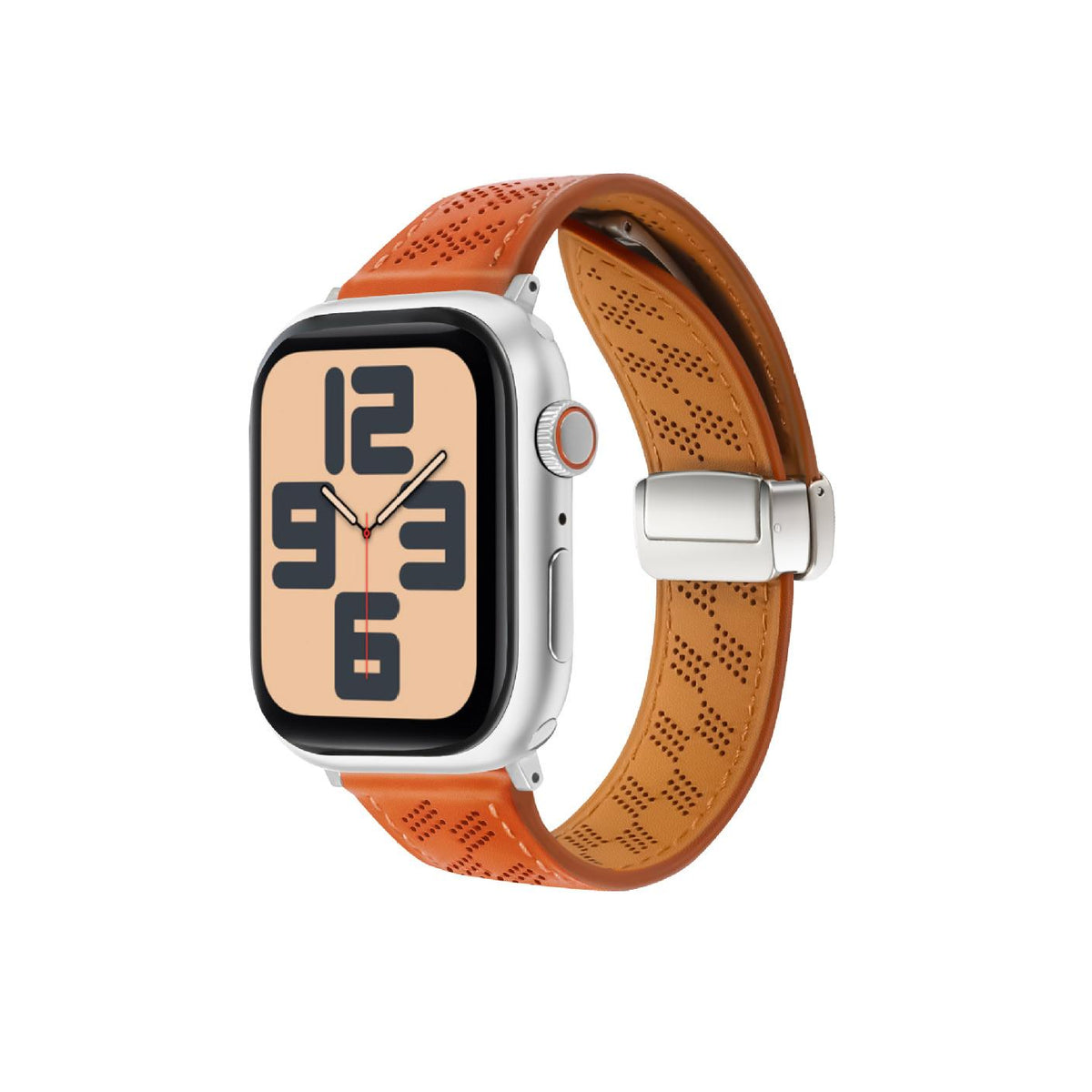 iBandGear Magnetic Perforated Leather Band for Apple Watch - Red Brown