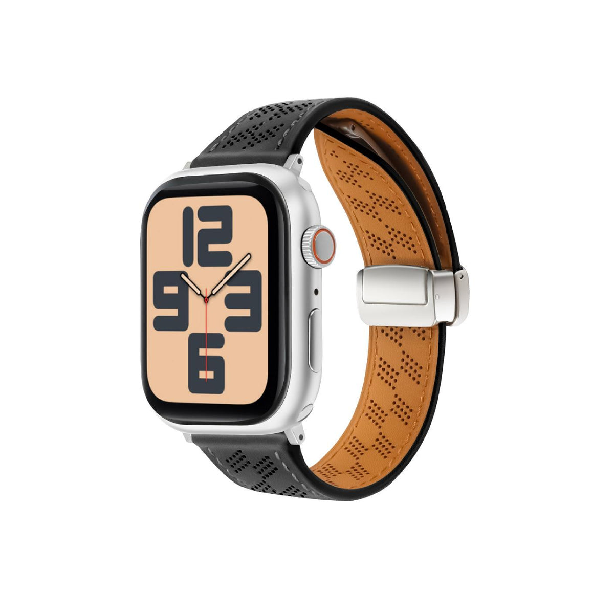 iBandGear Magnetic Perforated Leather Band for Apple Watch - Black