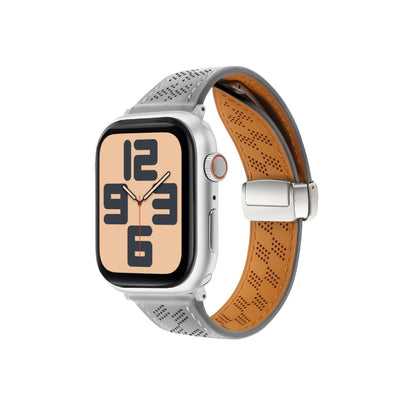 iBandGear Magnetic Perforated Leather Band for Apple Watch - Gray