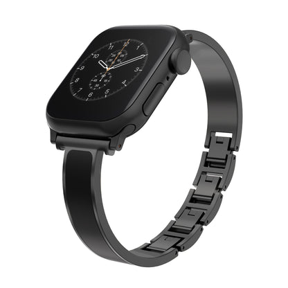 iBandGear Minimal Bangle Metal Band for Apple Watch – Sleek Bracelet Style Strap - Black