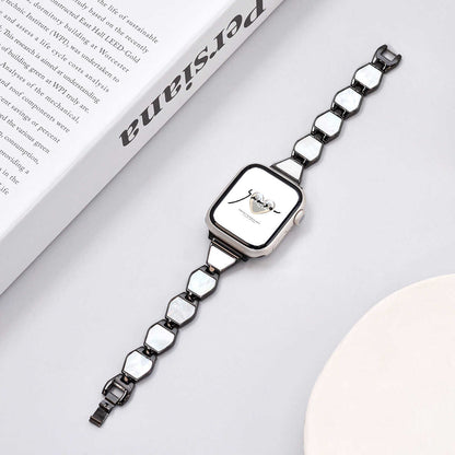 iBandGear Mother of Pearl Chain Band for Apple Watch - Black-White