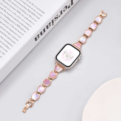iBandGear Mother of Pearl Chain Band for Apple Watch - Rose Gold-Pink