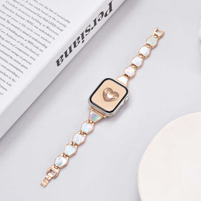 iBandGear Mother of Pearl Chain Band for Apple Watch - Rose Gold-White