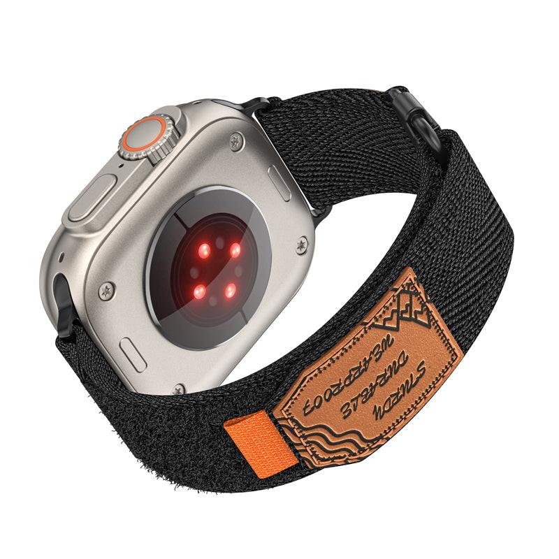 iBandGear Nylon Band for Apple Watch with Leather Patch - Black