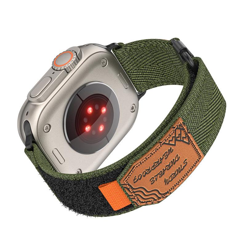 iBandGear Nylon Band for Apple Watch with Leather Patch - Green