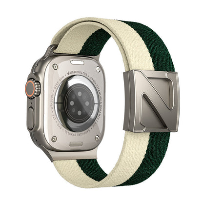 iBandGear Nylon Braided Magnetic Z Buckle Band for Apple Watch - Starlight-Green