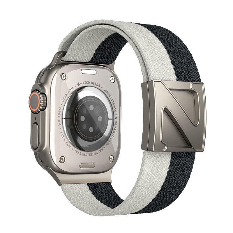 iBandGear Nylon Braided Magnetic Z Buckle Band for Apple Watch - Starlight-Gray
