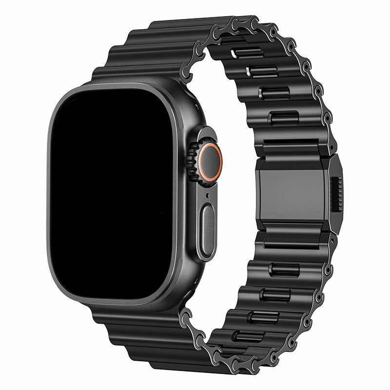 iBandGear Ocean-Wave Metal Magnetic Link Band for Apple Watch - Black