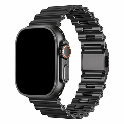 iBandGear Ocean-Wave Metal Magnetic Link Band for Apple Watch - Black