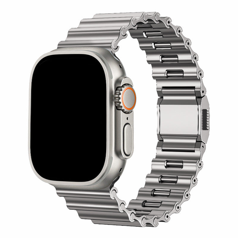 iBandGear Ocean-Wave Metal Magnetic Link Band for Apple Watch - Titanium