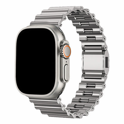 iBandGear Ocean-Wave Metal Magnetic Link Band for Apple Watch - Titanium