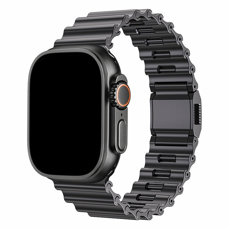 iBandGear Ocean-Wave Metal Magnetic Link Band for Apple Watch - Titanium Gray