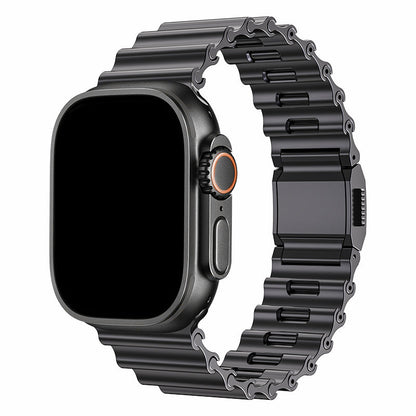 iBandGear Ocean-Wave Metal Magnetic Link Band for Apple Watch - Titanium Gray