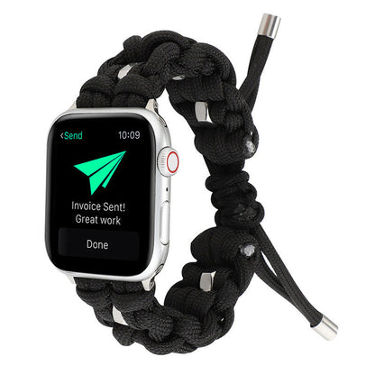 iBandGear Paracord Survival Band for Apple Watch Adventure Strap - Black
