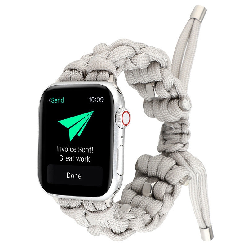 iBandGear Paracord Survival Band for Apple Watch Adventure Strap - White