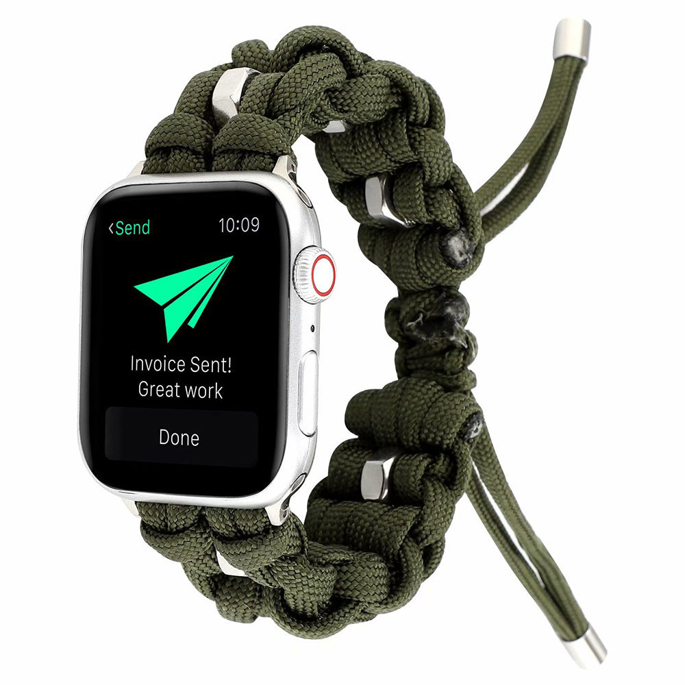iBandGear Paracord Survival Band for Apple Watch Adventure Strap - Green