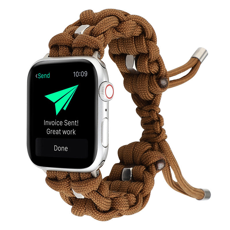 iBandGear Paracord Survival Band for Apple Watch Adventure Strap - Brown