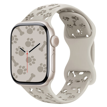 iBandGear Paw & Bone Cutout Silicone Band for Apple Watch - Starlight