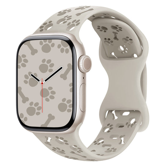 iBandGear Paw & Bone Cutout Silicone Band for Apple Watch - Starlight
