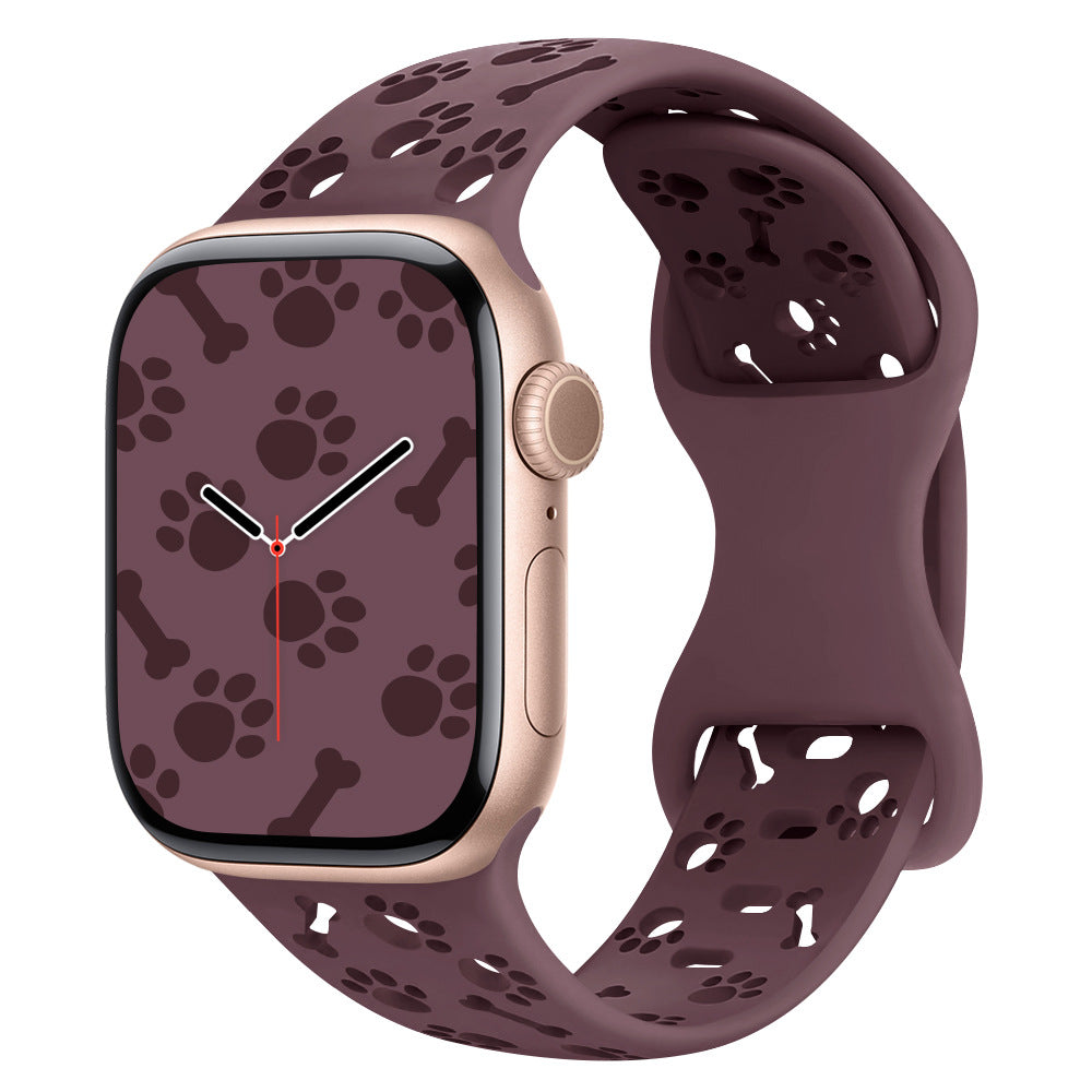 iBandGear Paw & Bone Cutout Silicone Band for Apple Watch - Smoky Purple