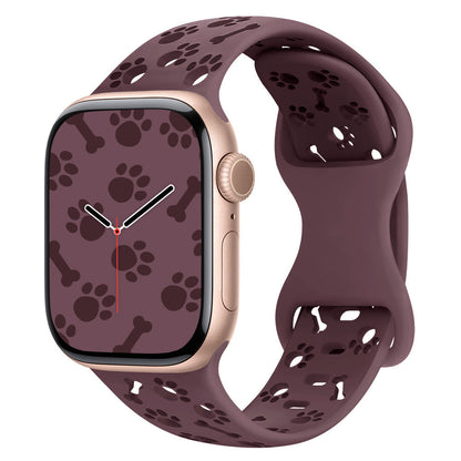 iBandGear Paw & Bone Cutout Silicone Band for Apple Watch - Smoky Purple