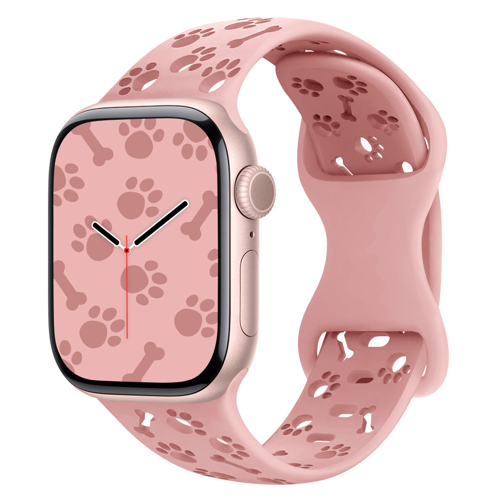 iBandGear Paw & Bone Cutout Silicone Band for Apple Watch - Pink Sand