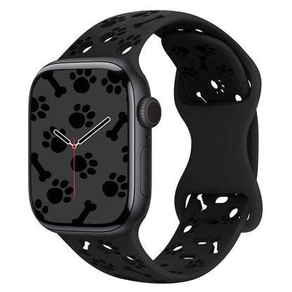 iBandGear Paw & Bone Cutout Silicone Band for Apple Watch - Black