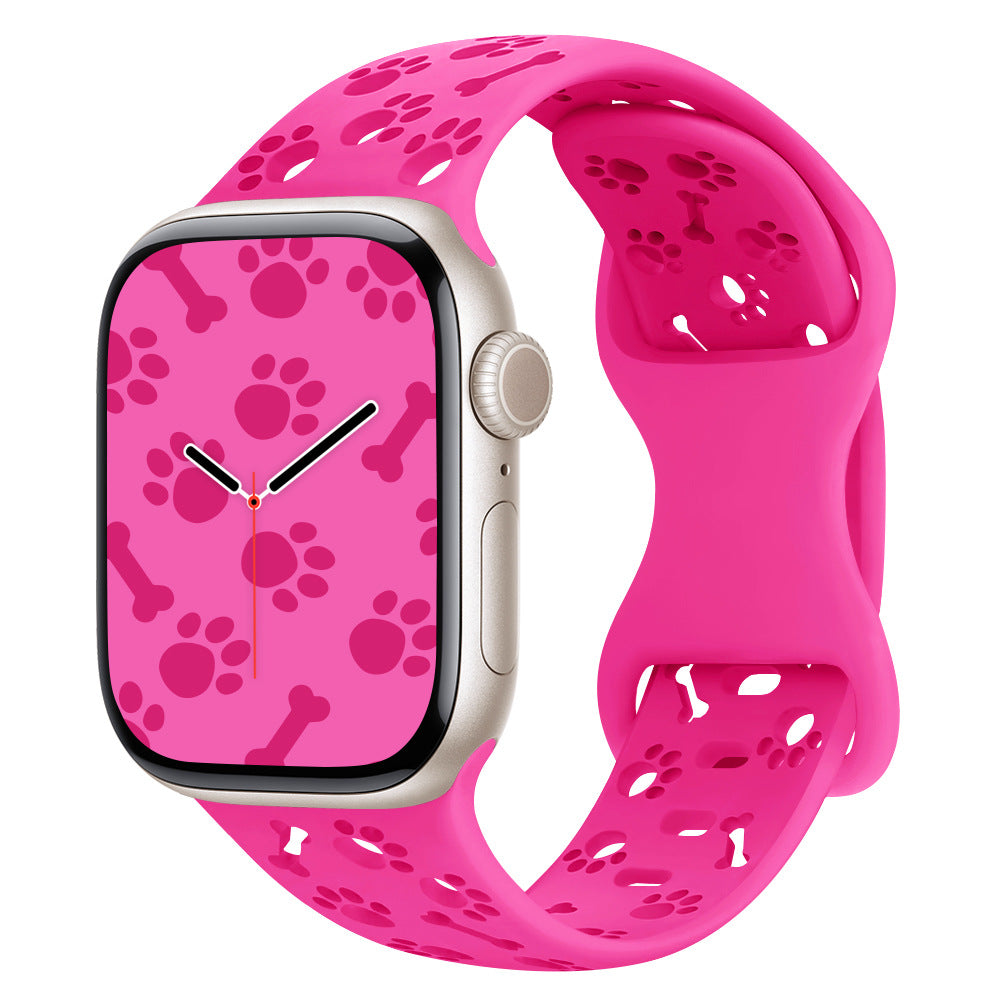 iBandGear Paw & Bone Cutout Silicone Band for Apple Watch - Barbie Pink