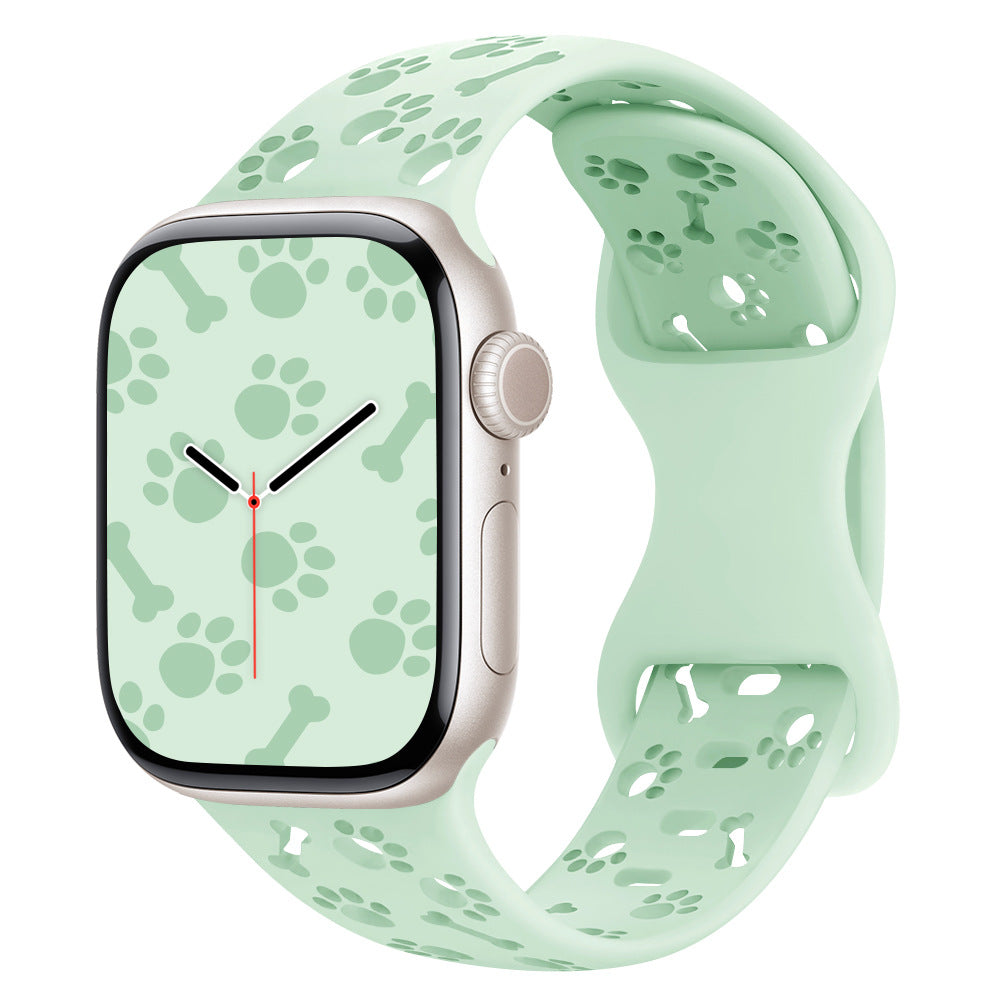 iBandGear Paw & Bone Cutout Silicone Band for Apple Watch - Light Mint