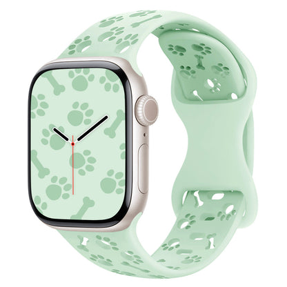 iBandGear Paw & Bone Cutout Silicone Band for Apple Watch - Light Mint