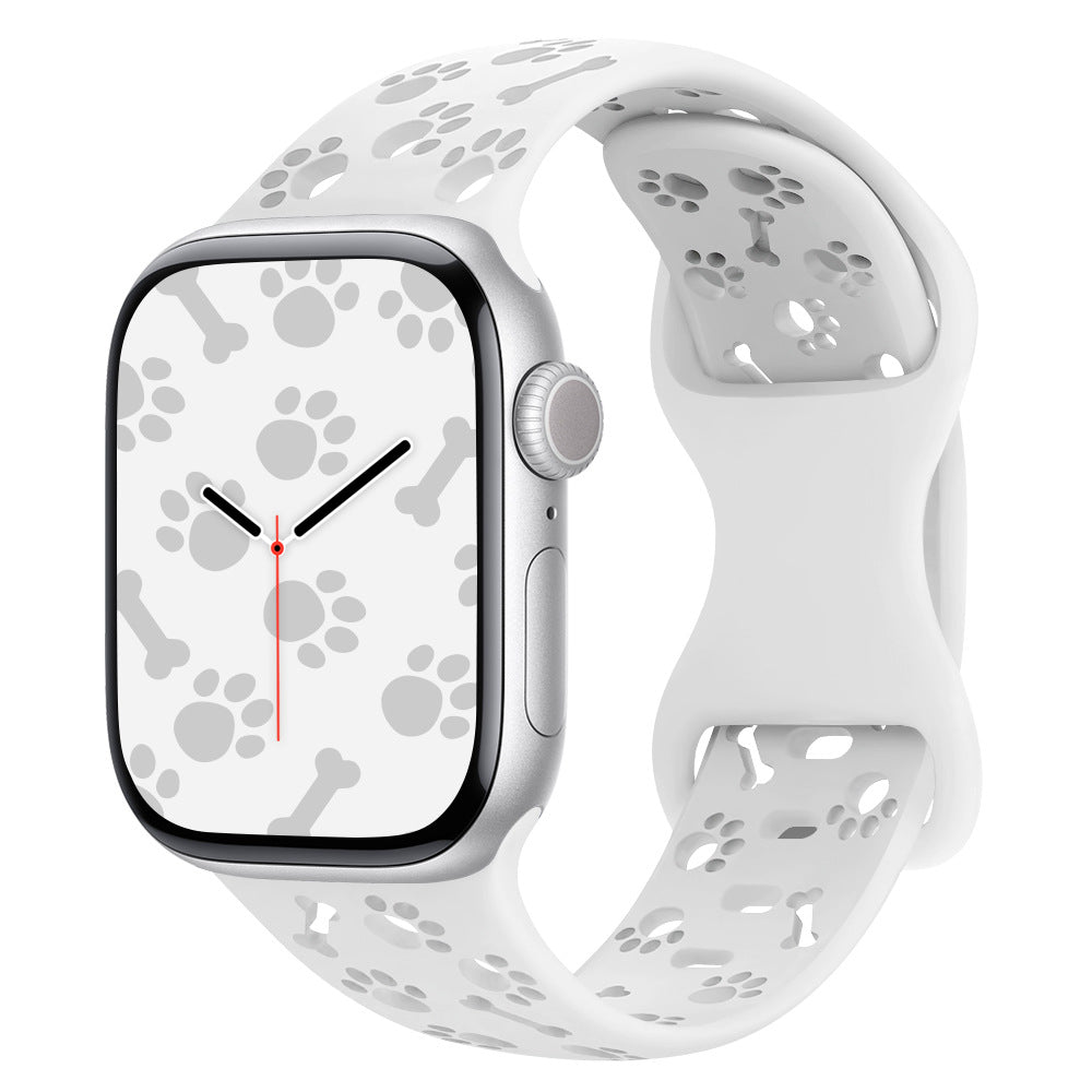 iBandGear Paw & Bone Cutout Silicone Band for Apple Watch - White
