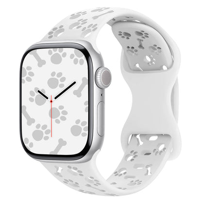 iBandGear Paw & Bone Cutout Silicone Band for Apple Watch - White